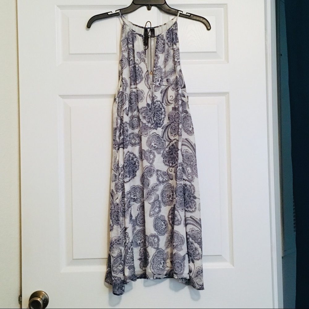 MNG Navy & White Porcelain Print Silk Summer Dress